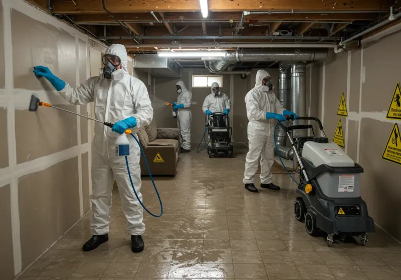 Basement Moisture Removal and Structural Drying process in McKenzie County, ND